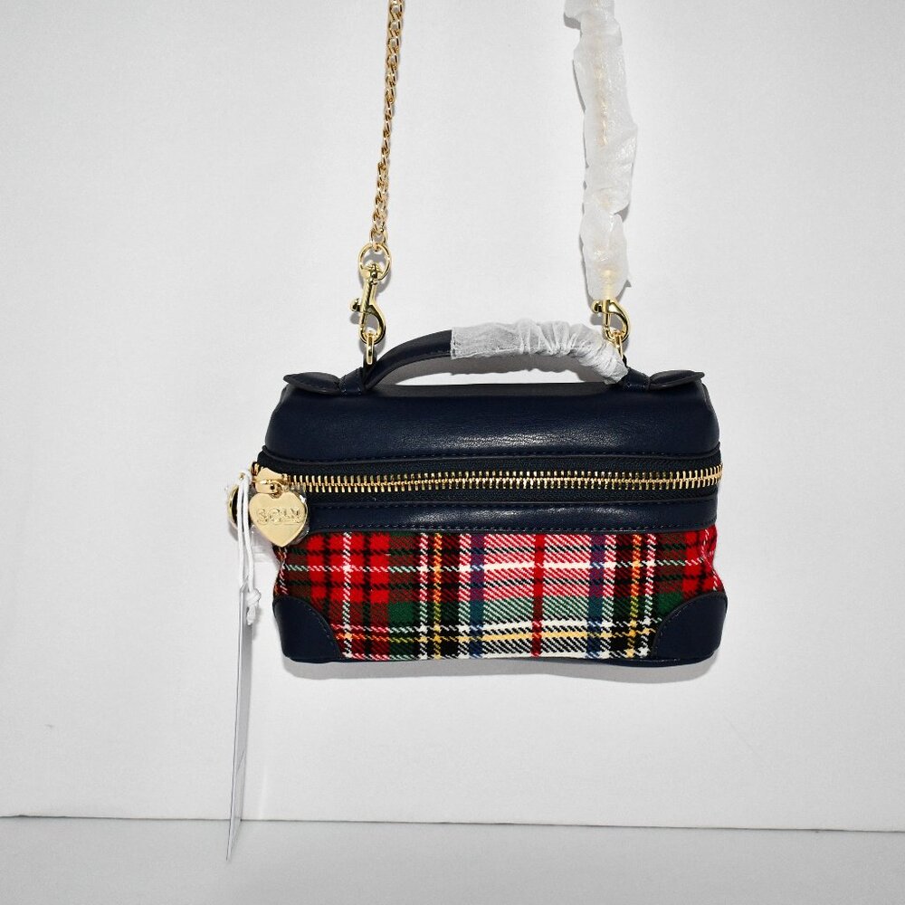 Stoney Clover Lane Micro Plaid & Faux Leather Crossbody Bag in Primary Plaid #SC
